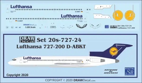 Draw Decal 20-727-24 Boeing 727-200 - Lufthansa Late Scheme (D-ABKT) Remise