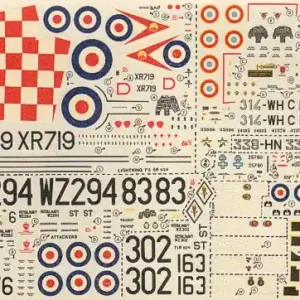 Modeldecal 056 Lightning F.3 / Lynx HAS.2 / Attacker FB.2 and T-33 A Shooting Star Decals Nouveauté