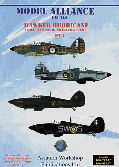 Model Alliance 48147 Hawker Hurricane in RAF and Commonwealth Service Part 1 (9 schemes) Jusqu'à Épuisement Des Stocks