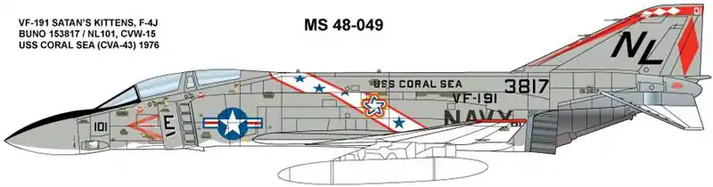 Milspec 48049 McDonnell F-4 J Phantom - VF-191 Satan‘s Kitten (1976) USS Coral Sea Offre Limitée