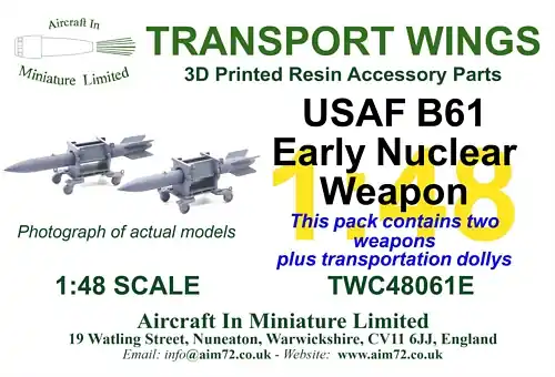Aircraft In Miniature Ltd TWC48061E US B61 early - Cold War Nuclear Weapon (2 pcs) Commande En Gros
