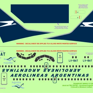 Seulement Aujourd'hui Aircraft In Miniature Ltd TWL7207501 Boeing 737-500 - Aerolineas Argentinas Decal Set