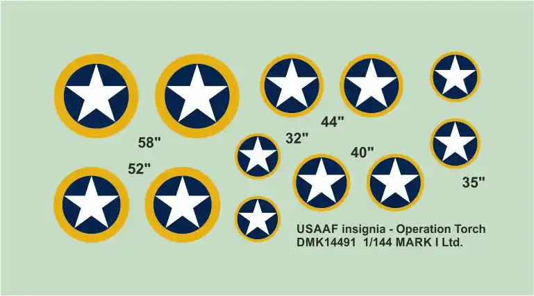 Mark I Decals DMK14491 USAAF insignia - Operation Torch (2 sheets) Achetez Aujourd'hui