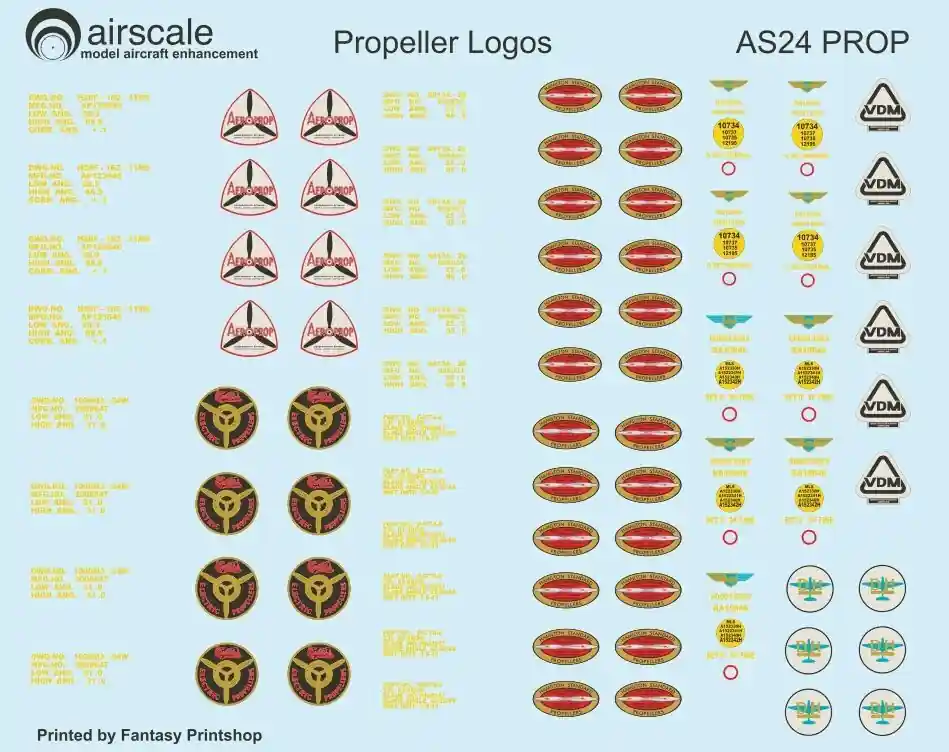 Airscale AS24PROP Propeller Blade Logos for Allied and Luftwaffe aircrafts Vente Flash
