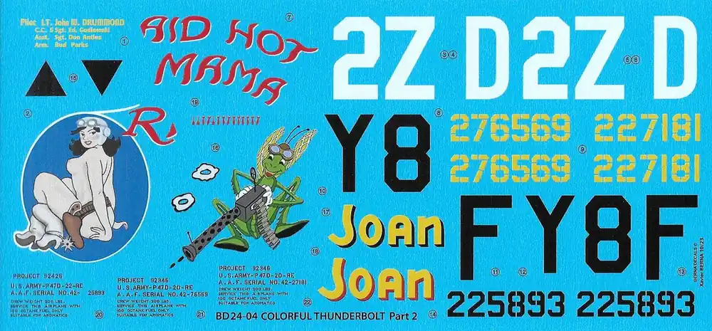 Prix Promo Berna Decals 24004 Republic P-47 D Colourful Thunderbolts - Part 2