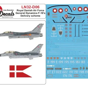 Solde Lima November Decals 32-D06 Royal Danish Air Force General-Dynamics F-16 - First Scheme (1980-2002)