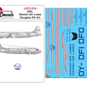 Lima November Decals 72-516 Douglas DC-4 Danish Air Lines Scheme Commande En Gros
