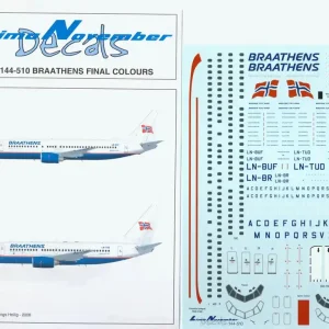 Lima November Decals 144-510 Boeing 737 - 400 / 500 / 700 - Braathens Final schemes (3 schemes) Commander Maintenant