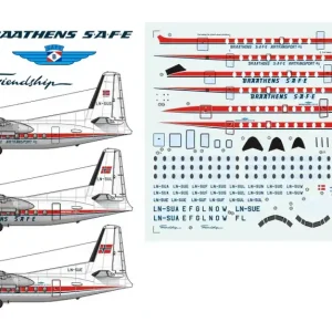Lima November Decals 144-526 Fokker F-27‘s operated by Braathens S.A.F.E Decals - Includes all 3 versions of the livery and 6 page instructions Nouvelle Collection