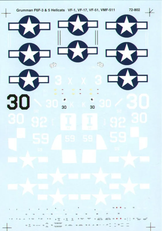 Microscale 72802 Grumman F6F-3 / F6F-5 Hellcats (4 schemes) Quantité Limitée