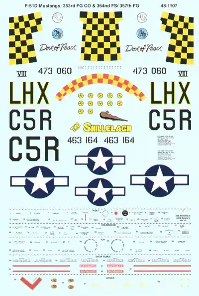 Certifié Microscale 481107 North American P-51 D Mustangs - Aces 8th Air Force (2 schemes)