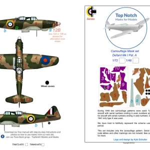 Meilleure Vente TopNotch 48-M070 Boulton-Paul Defiant Mk.I - Pattern A camouflage pattern paint masks (for Airfix kits)