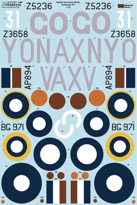 Prix Choc Xtradecal 32071 Hawker Hurricane Mk.IIb (4 schemes)