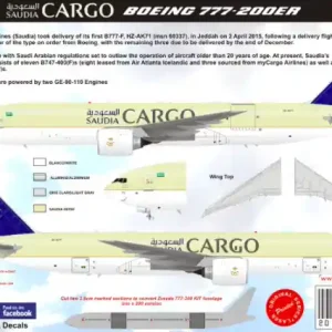 8aDecs 7909-308-144 Boeing 777-200FFG Saudia Cargo Expédition Rapide