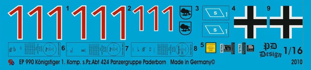 Peddinghaus-Decals 0990 King Tiger Tank Group Paderborn 1. Comp. S. Army Pz. Abt. 424 Offre Spéciale