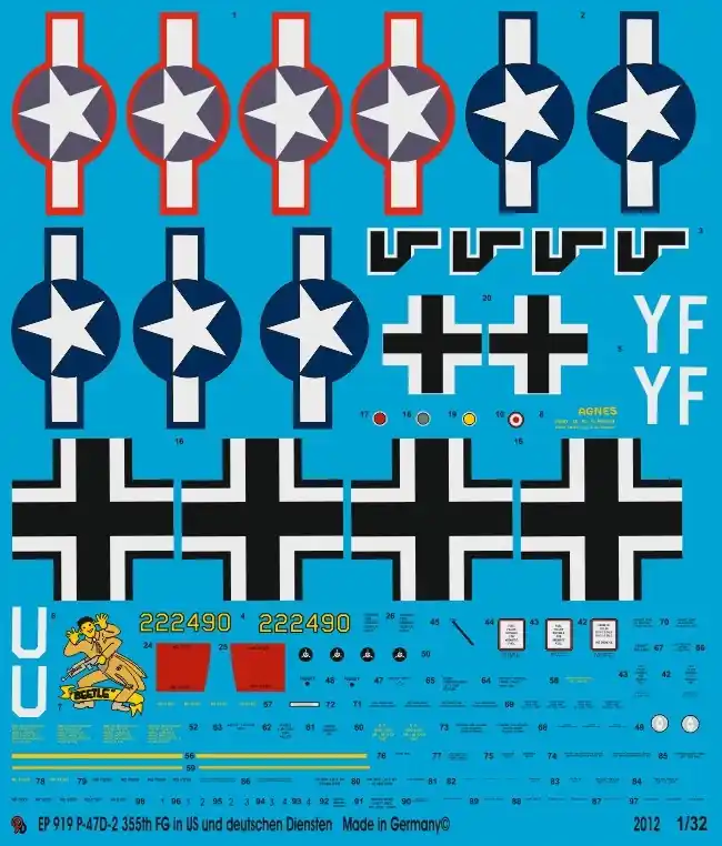 Meilleure Vente Peddinghaus-Decals 0919 Thunderbolt Circus Rosarius With US And German Markings
