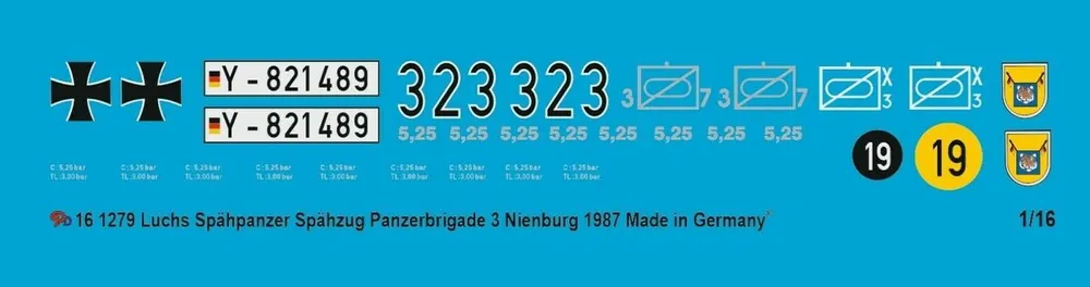 Peddinghaus-Decals 1279 Luchs Recce Tank Scout Train Armoured Brigade 3 Nienburg 1987 Réduction