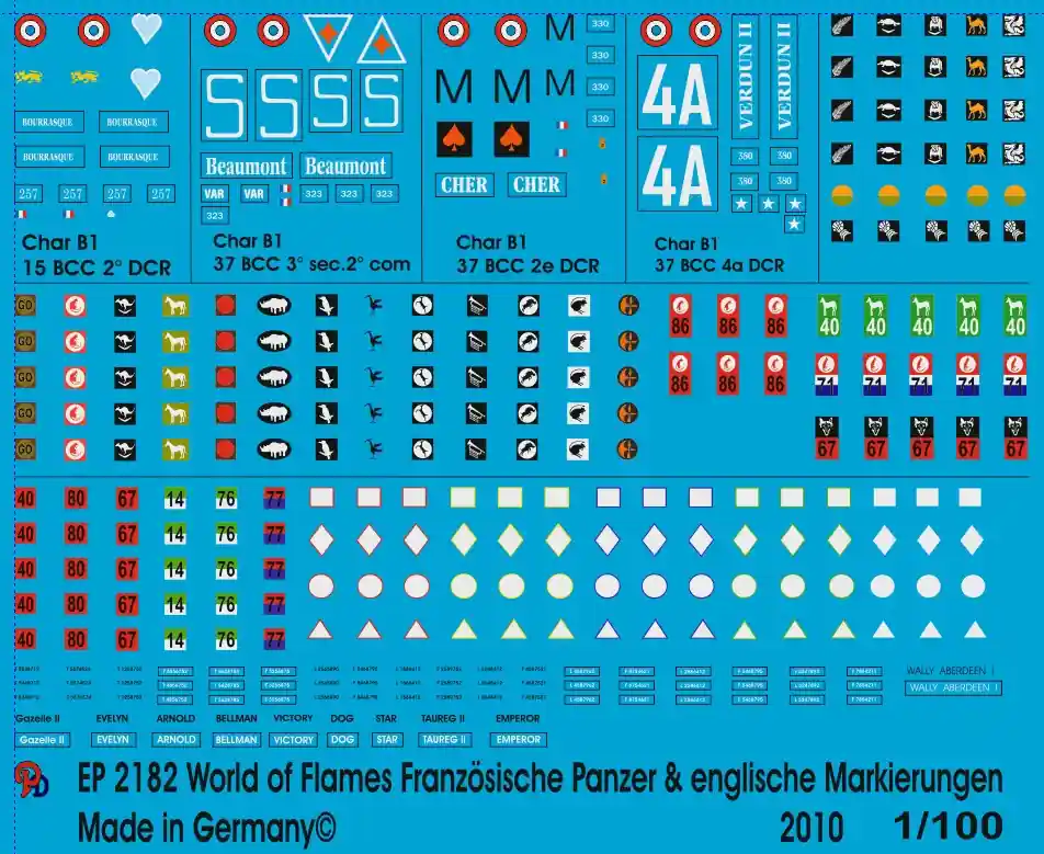 Promotion Saisonnière Peddinghaus-Decals 2182 World Of Flames French And English Tank Markings Battle Of France